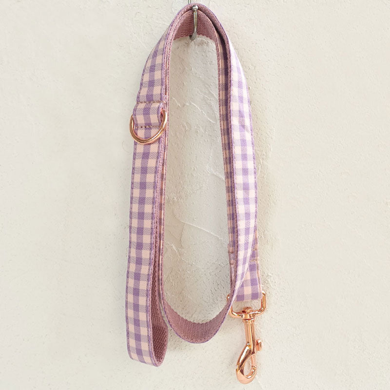 pink plaid dog leash rose gold buckle