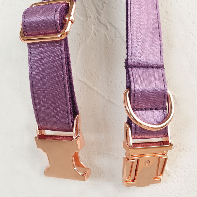 heavy duty dog collar purple sating