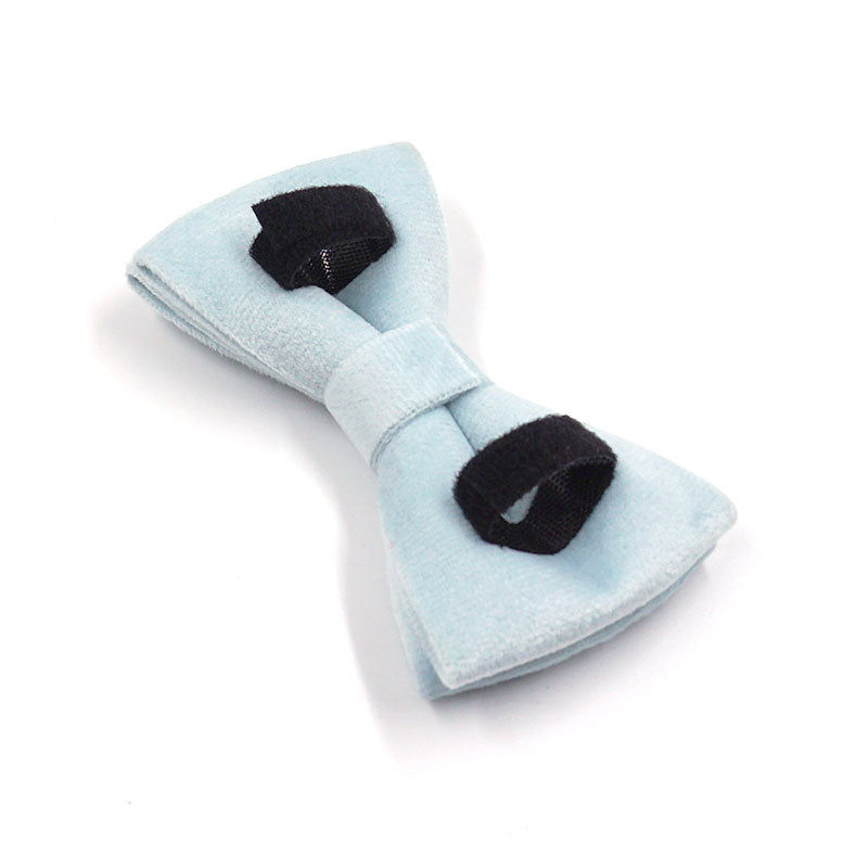 sky blue velvet dog bow tie