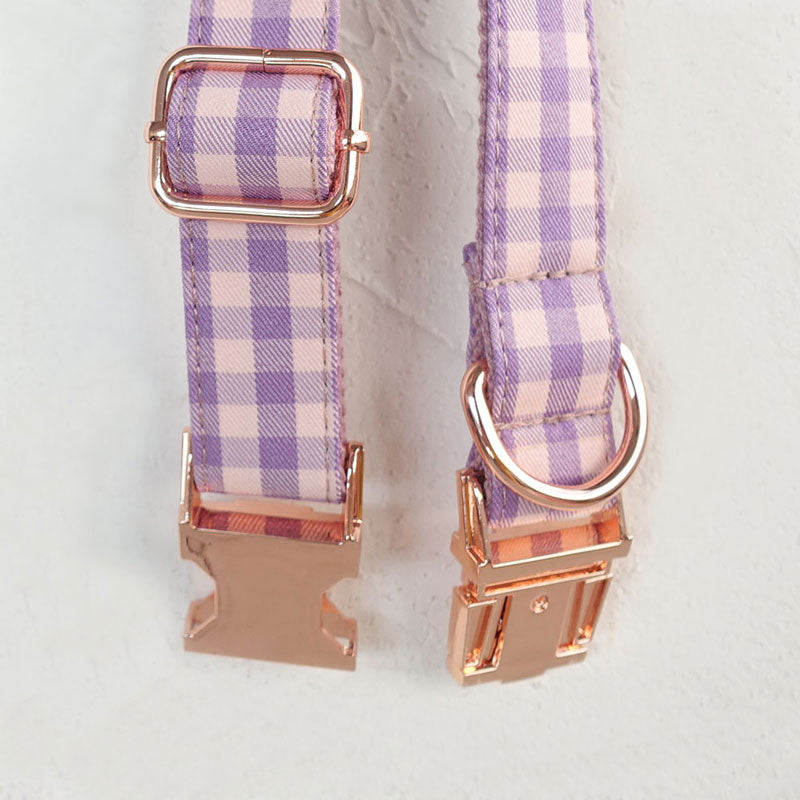 heavy duty dog collar pink plaid