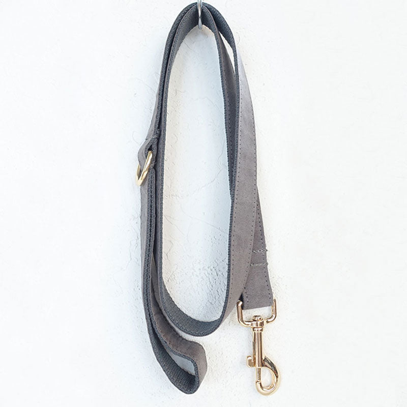 gray velvet dog leash