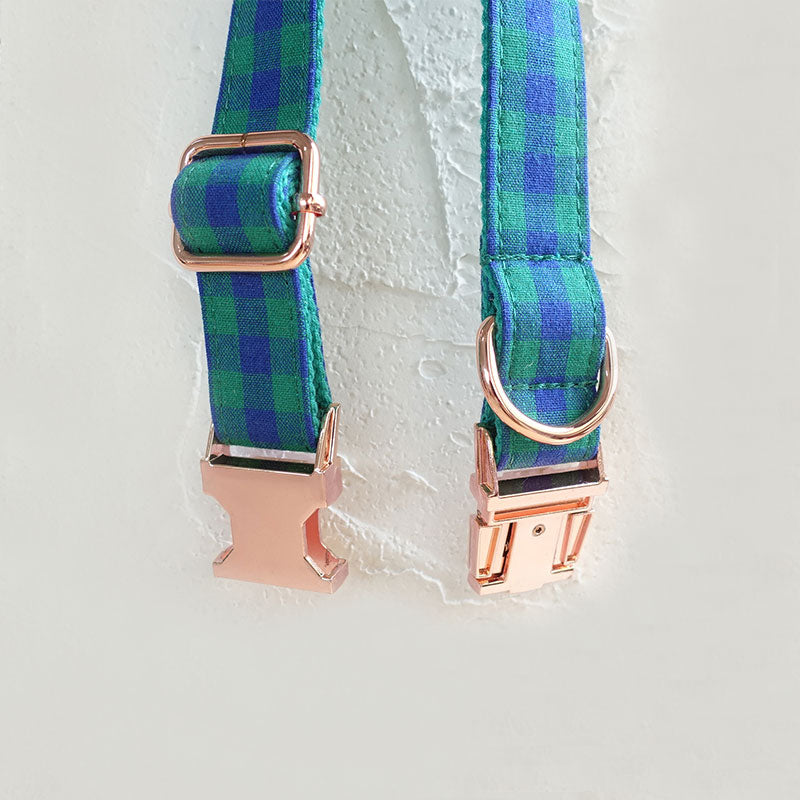 Green Plaid Custom Dog Collar