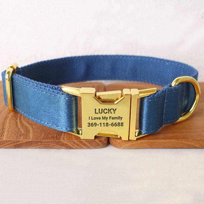 collar de perro grabado azul océano