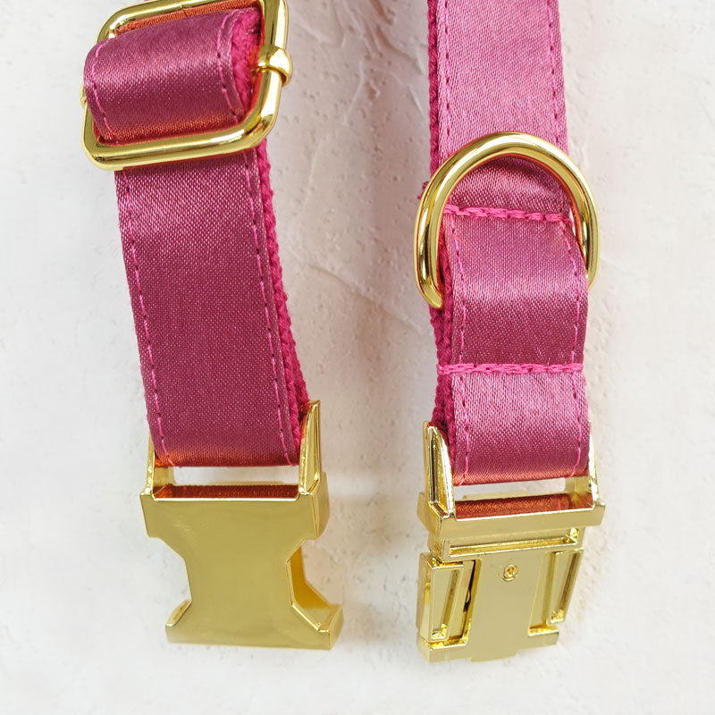 red sating dog collar personalized