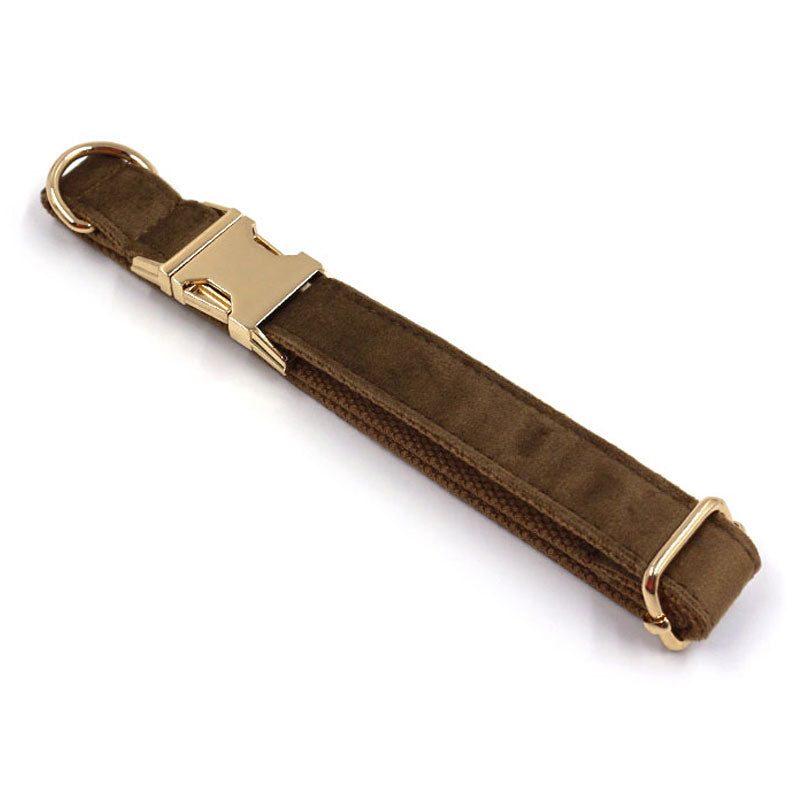 brown velvet custom dog collar