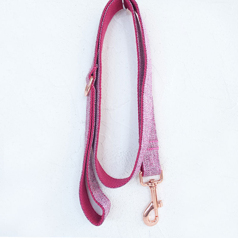 cute dog leash pink tweed