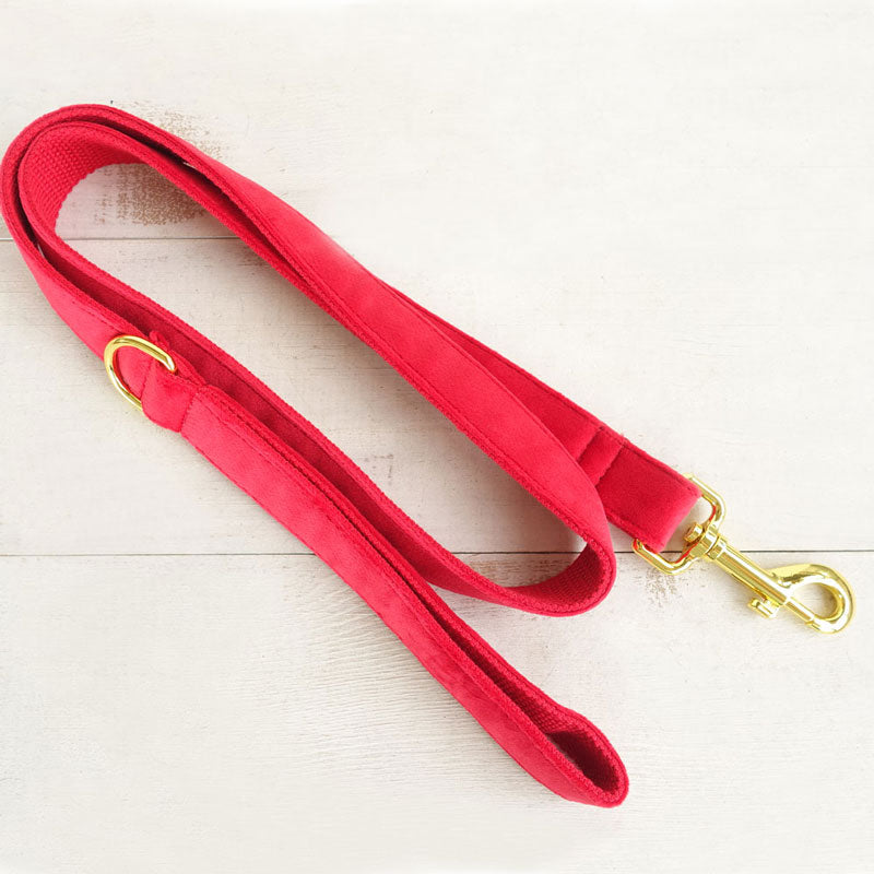 Luxury Dog Collar and Leash Set - Candy Red Velvet Collar, Luxury Velvet  Cheetah Leash.