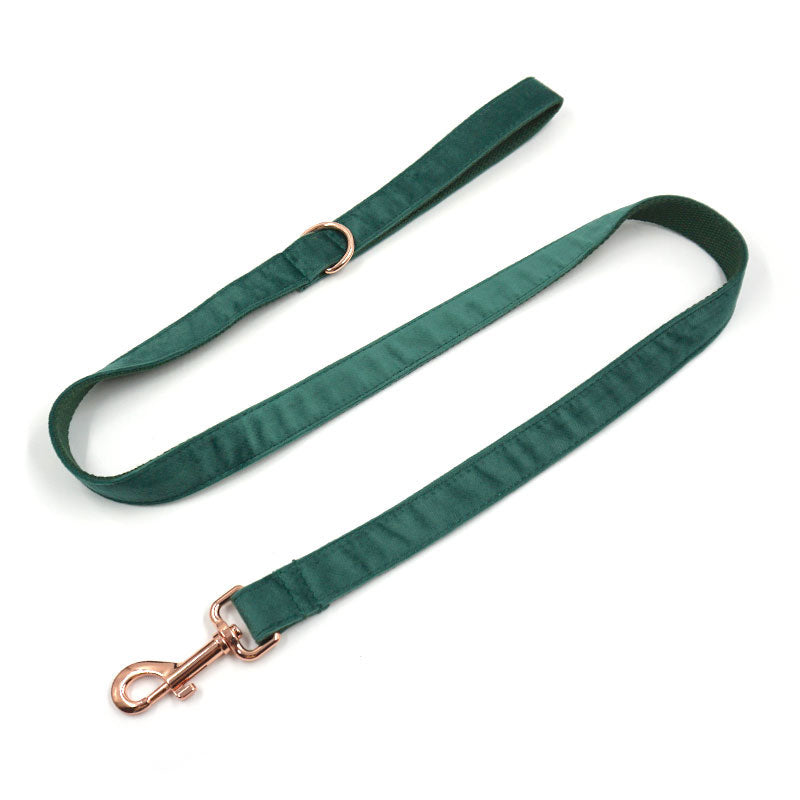 Correa para perro de terciopelo verde navideño
