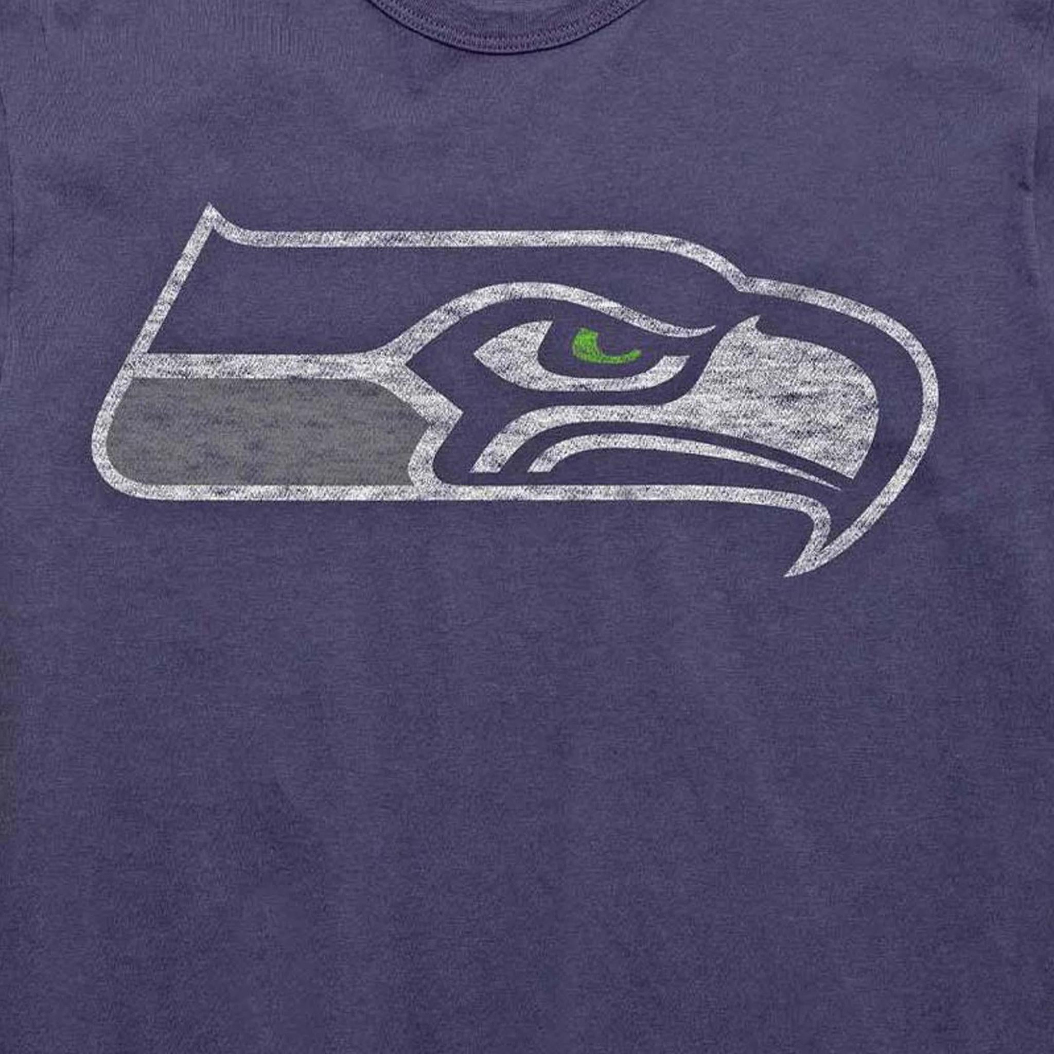 Seattle Seahawks Atlas Blue Logo Distressed T-Shirt