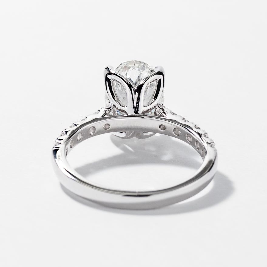 Lab Grown Oval Cut Diamond Engagement Ring in 14K White Gold (3.50 ct tw)