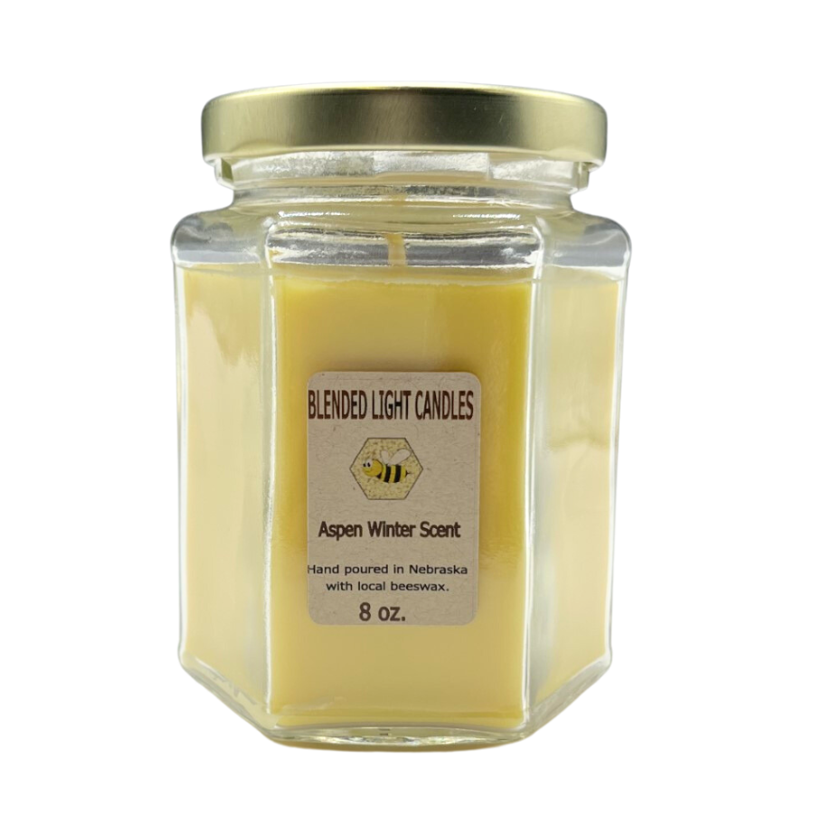 Aspen Winter Candle | Evergreen Scent with Hints of Spice | Luxury Beeswax & Soy Blend | Hand Crafted Candle | Multiple Sizes | Locally Sourced Nebraska Bees | Long Lasting Wick | Perfect Gift For Loved Ones | Fresh Seasonal Scent