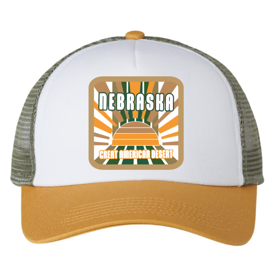 Nebraska Baseball Cap | Nebraska Great American Desert | Tan & Gray | One Size Fits Most