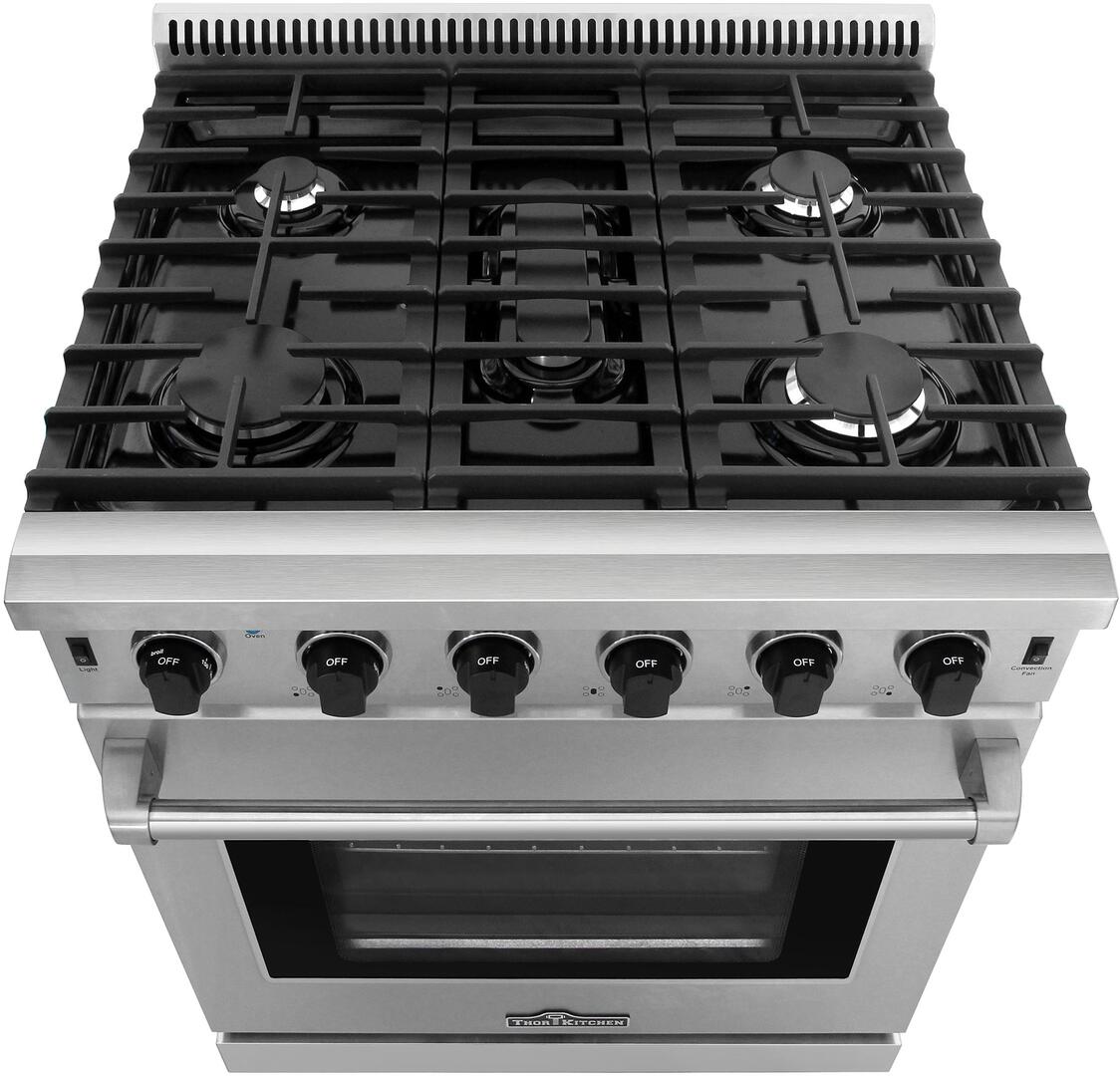 Thor 30-Inch Stainless Steel 5 Burners Convection Oven Freestanding Gas Range