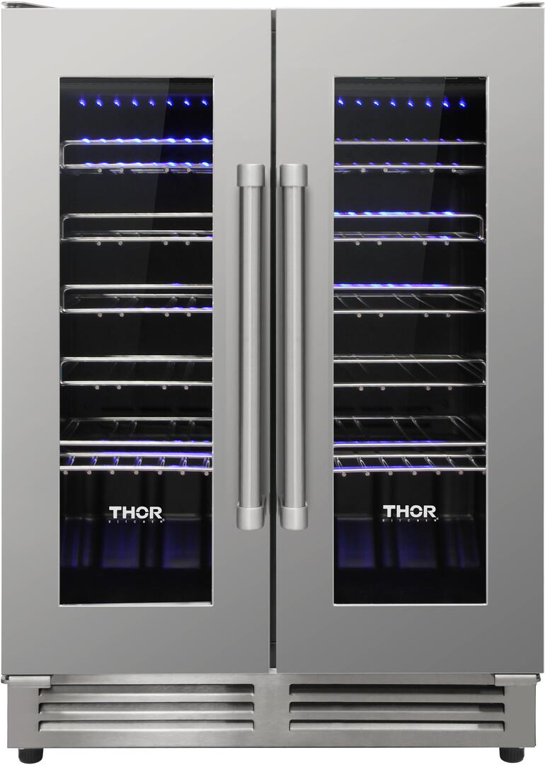 Thor 24-Inch 42-Bottle Stainless Steel Dual Zone Built-in Wine Cooler