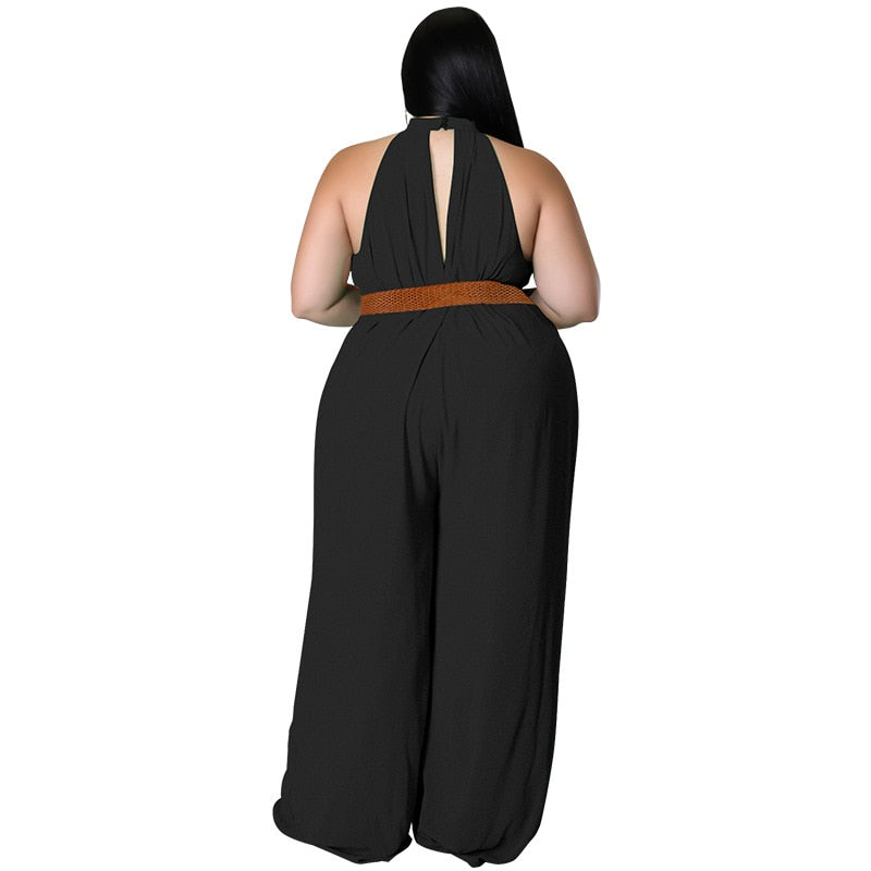 Elegant Plus Size Straight Sleeveless Sexy Romper