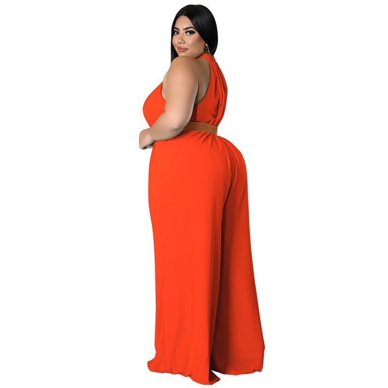 Elegant Plus Size Straight Sleeveless Sexy Romper