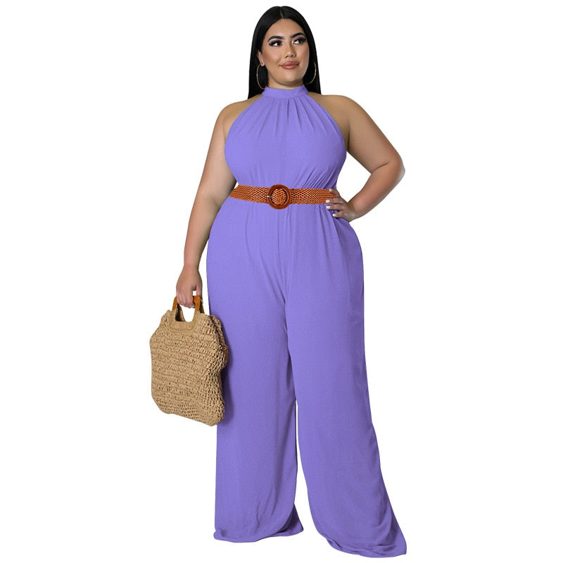 Elegant Plus Size Straight Sleeveless Sexy Romper