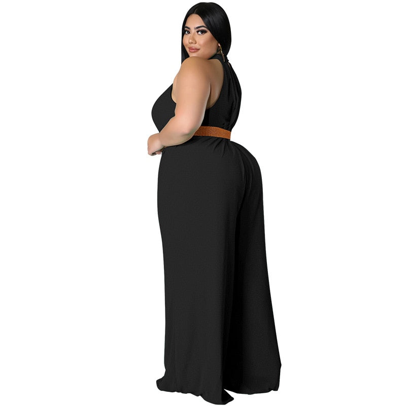 Elegant Plus Size Straight Sleeveless Sexy Romper