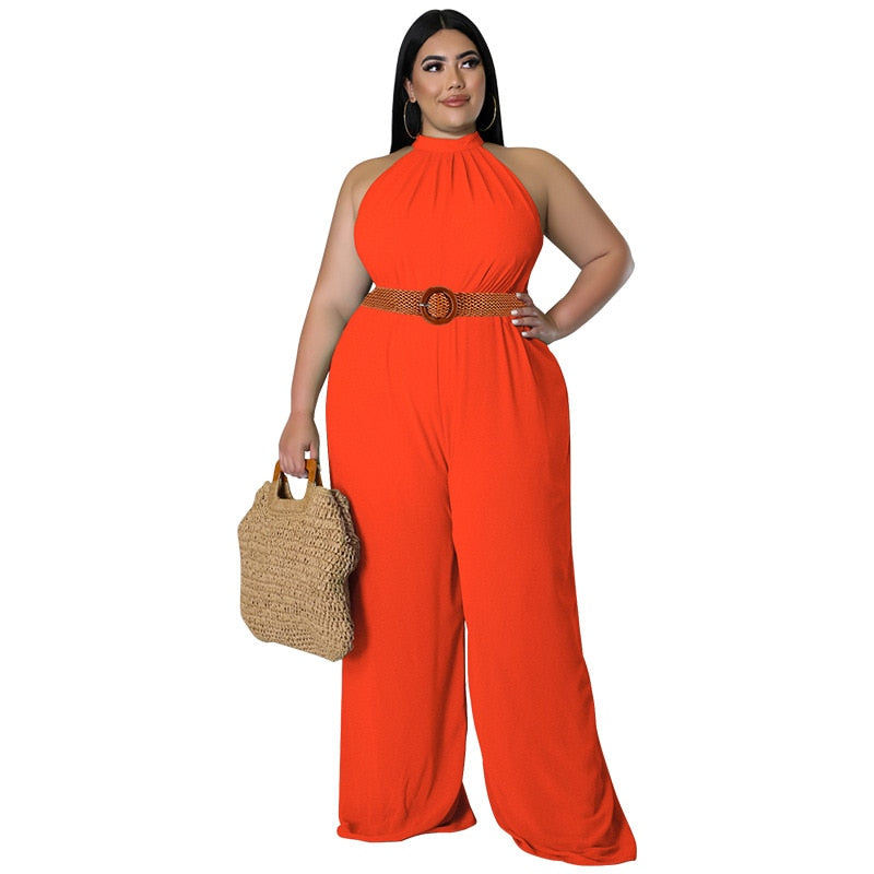 Elegant Plus Size Straight Sleeveless Sexy Romper