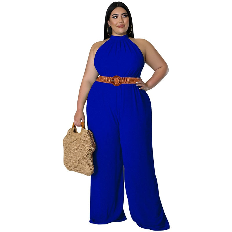 Elegant Plus Size Straight Sleeveless Sexy Romper