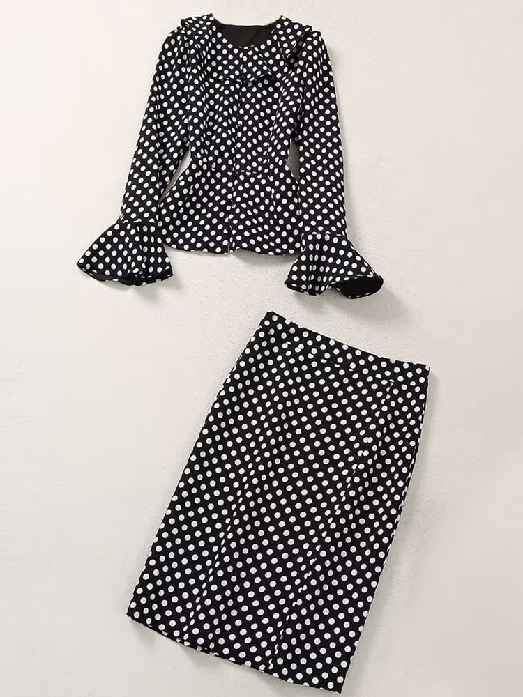 High-end Vintage Polka Dot Celebrity Suit Set