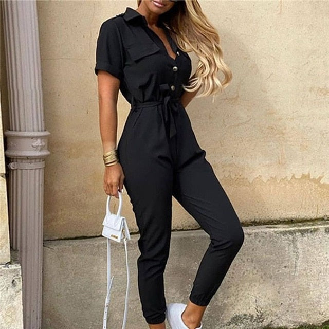 Short Sleeve Classy Jumpsuit