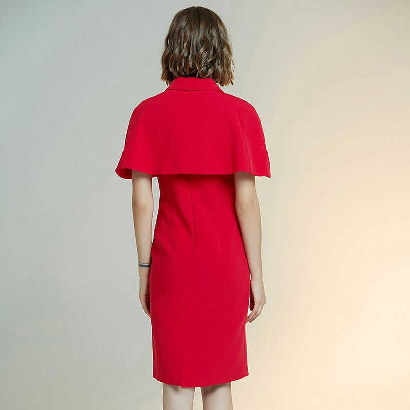 Elegant Slim Cap Short Sleeve Red Dress