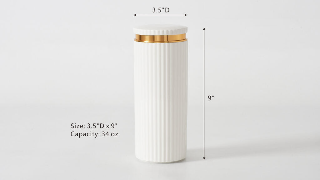 Pampa Bay Tall Canister, White With Gold Trim - Assorted Sizes