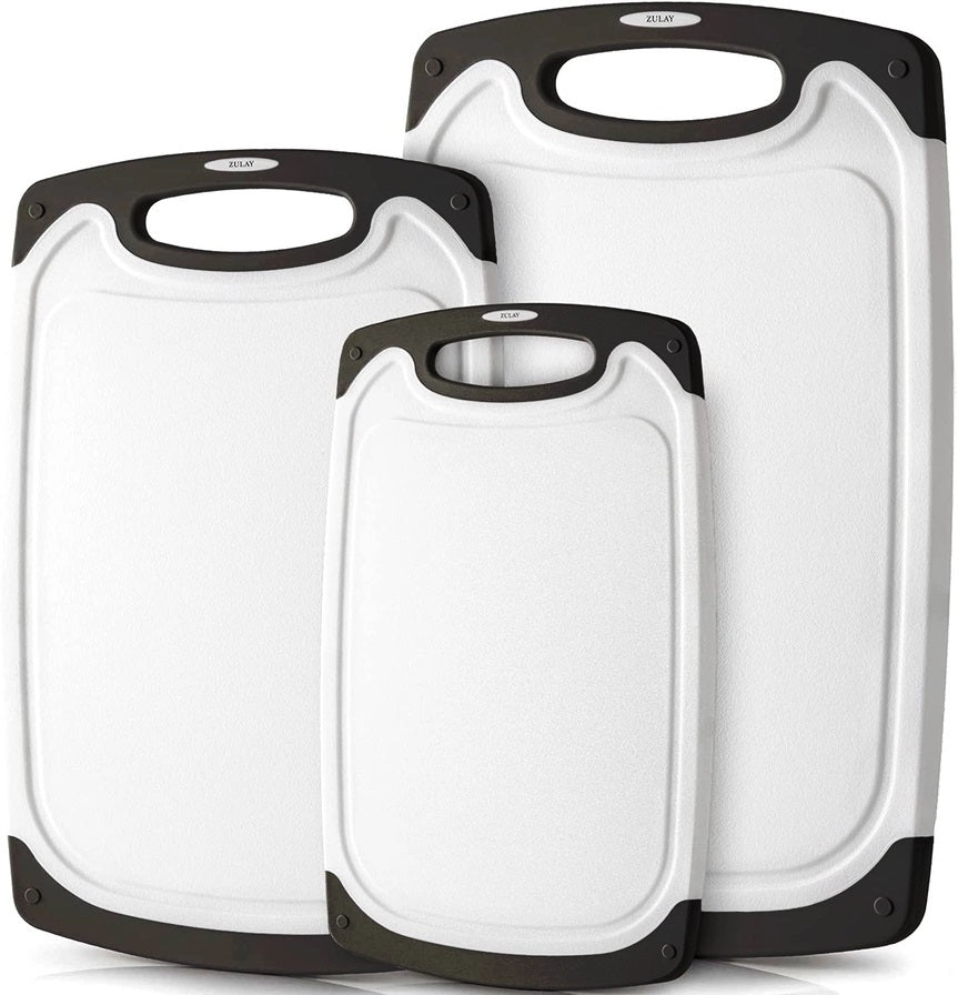 Zulay 3 Piece Cutting Board Set, White and Black