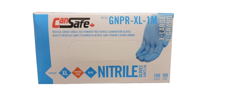 Cansafe Medical Grade 4 Mil Powder Free Blue Nitrile Gloves - 100 Gloves/Box