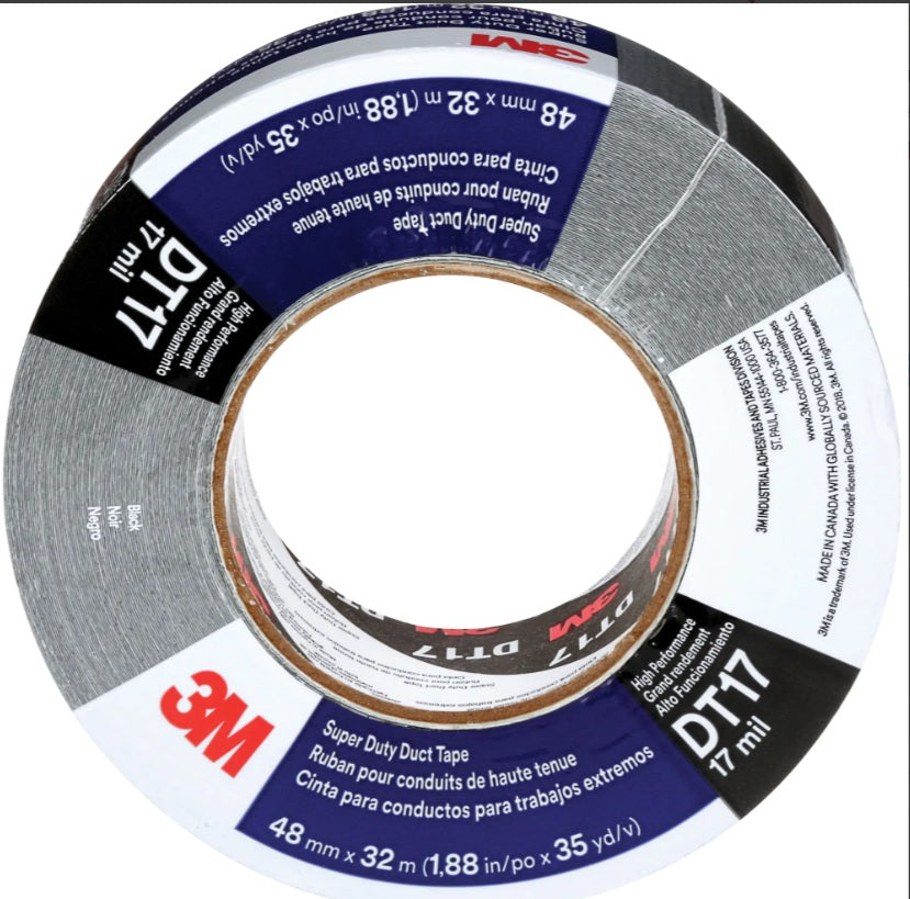 3M DT17 Super Duty Black Duct Tape 48 MM X 32 Metres  - 8/Pack