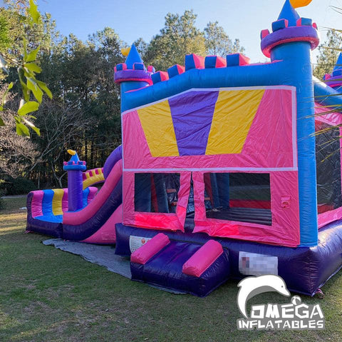 Omega Inflatables Factory - Pink Castle Wet Dry Combo Commercial ...