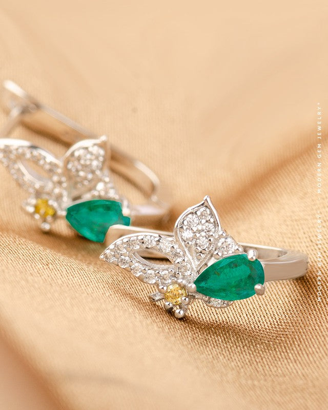 Pear Shape Emerald Earrings | Modern Gem Jewelry