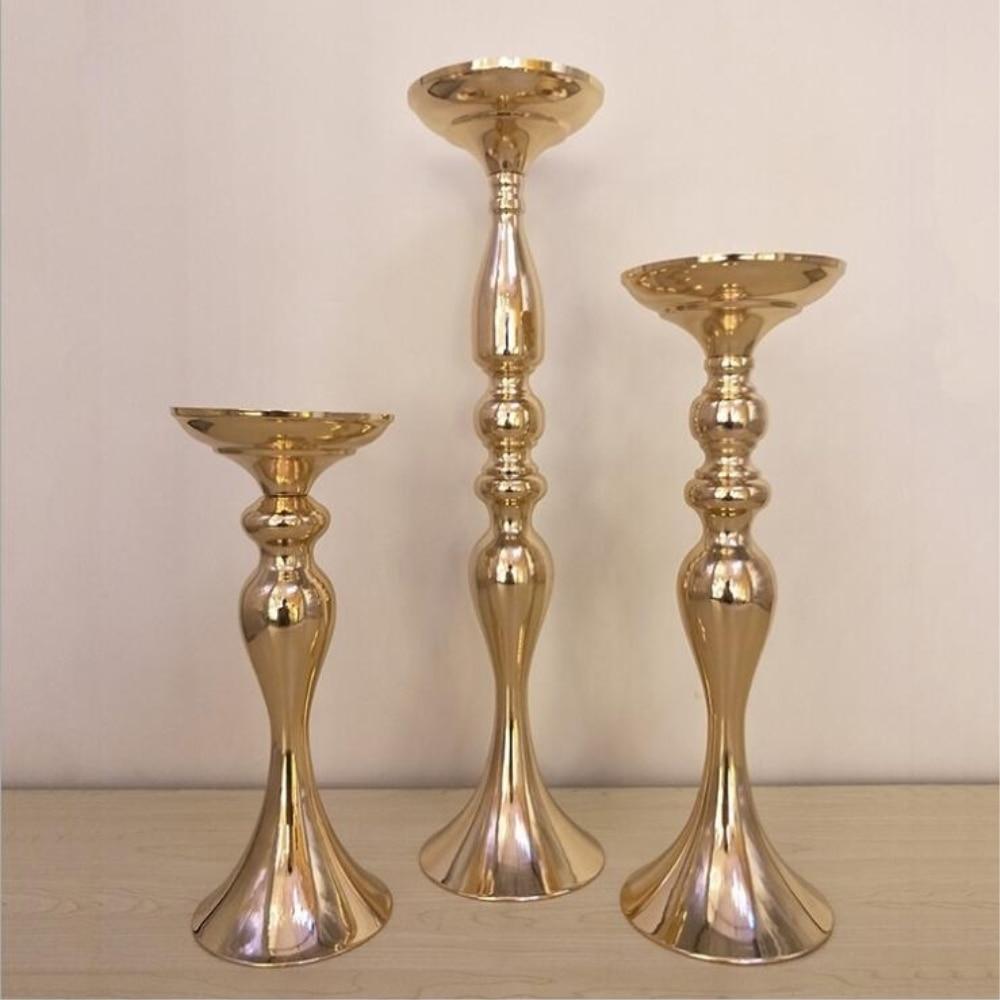 Golden Candle Holder Flower Vase Centerpiece