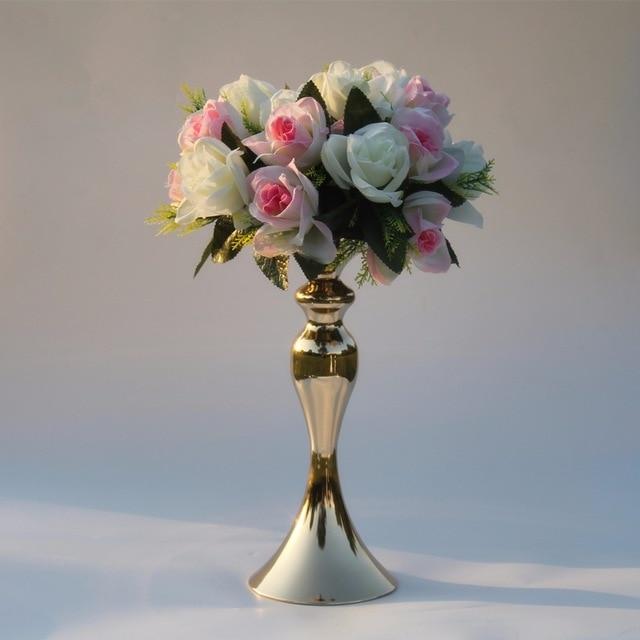 Golden Candle Holder Flower Vase Centerpiece