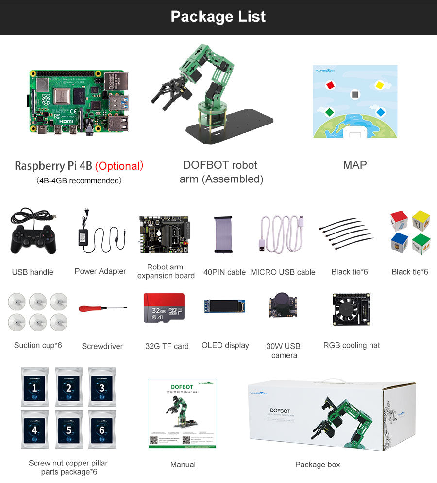Yahboom DOFBOT AI Vision Robotic Arm with ROS for Raspberry Pi 4B 8GB/