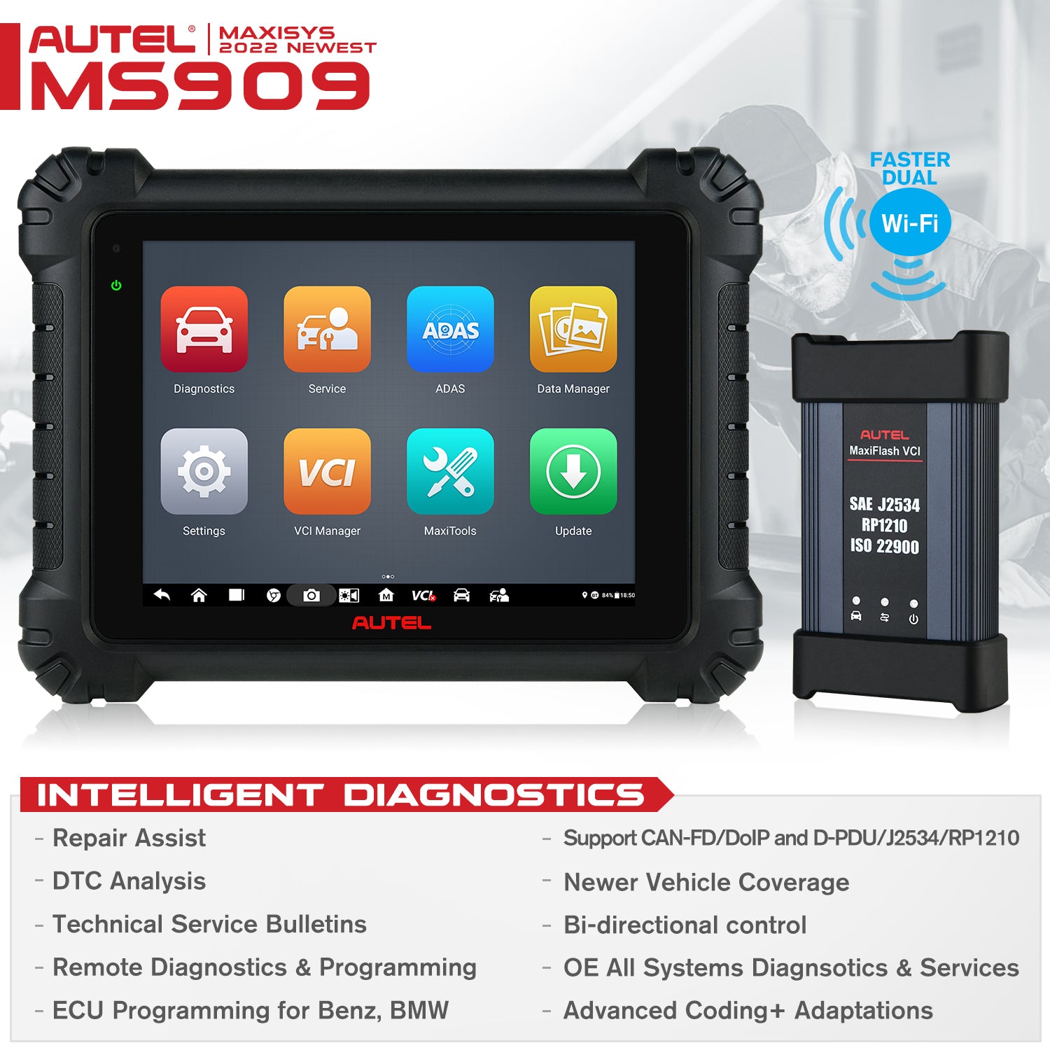 Autel MS909 Scanner MaxiSYS MS909 Autel Car Diagnostic Tool Features Overview