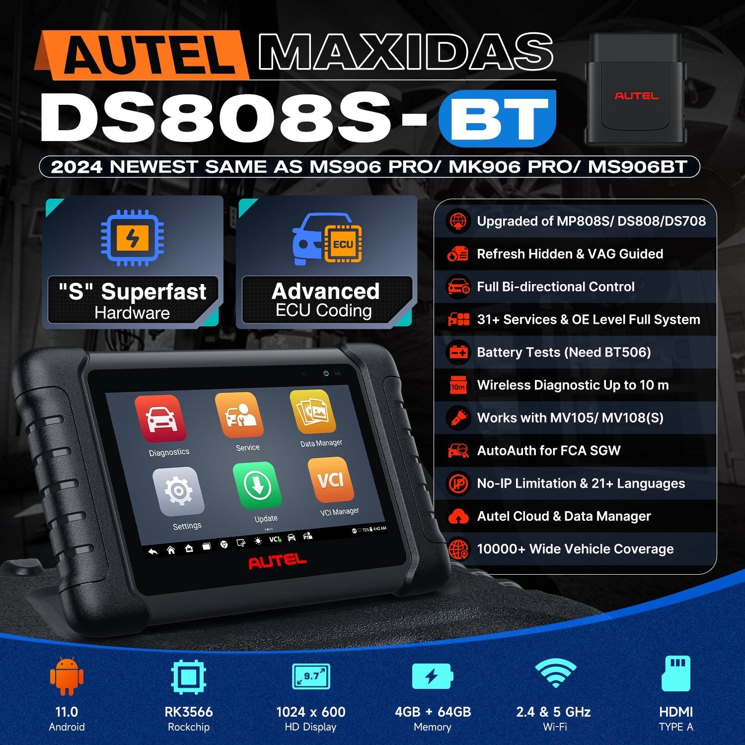 Autel MaxiDAS DS808S-BT Scanner