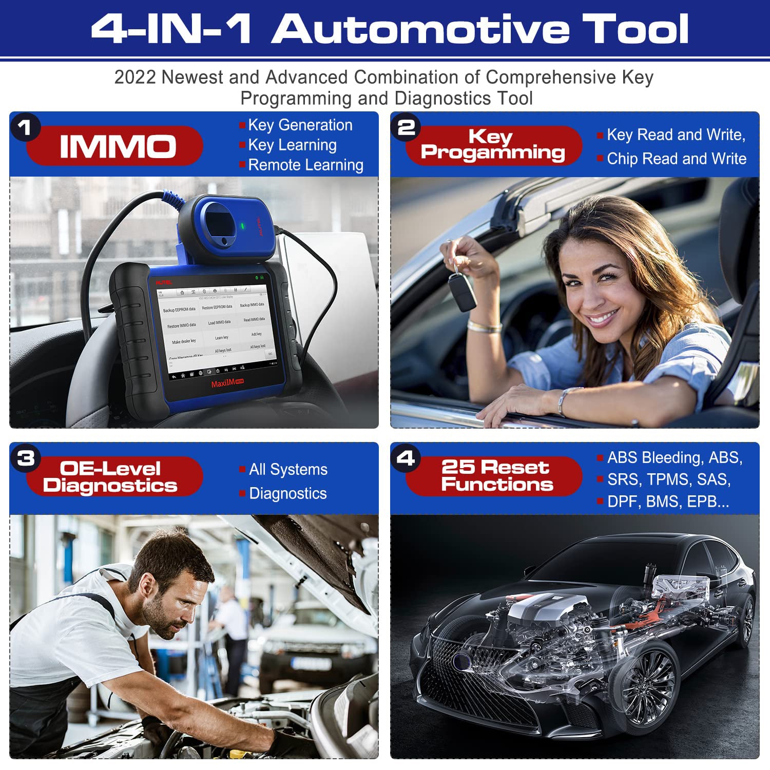Autel IM508 Key Programming Tool MaxiIM IM508 Key Programmer 4-IN-1 Tool Features
