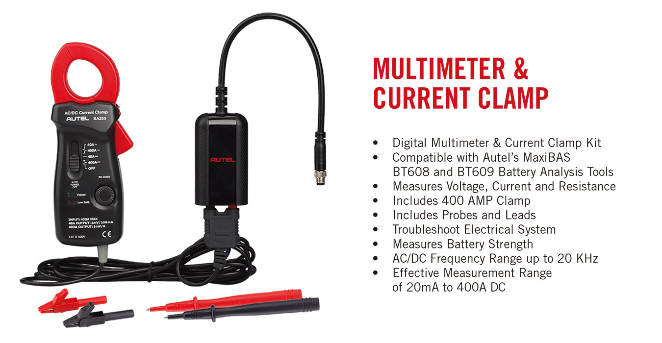 Autel Battery Tester Accessory Kit MultimeterCurrent Clamp, Probes, and Leads 4in1 BTAK