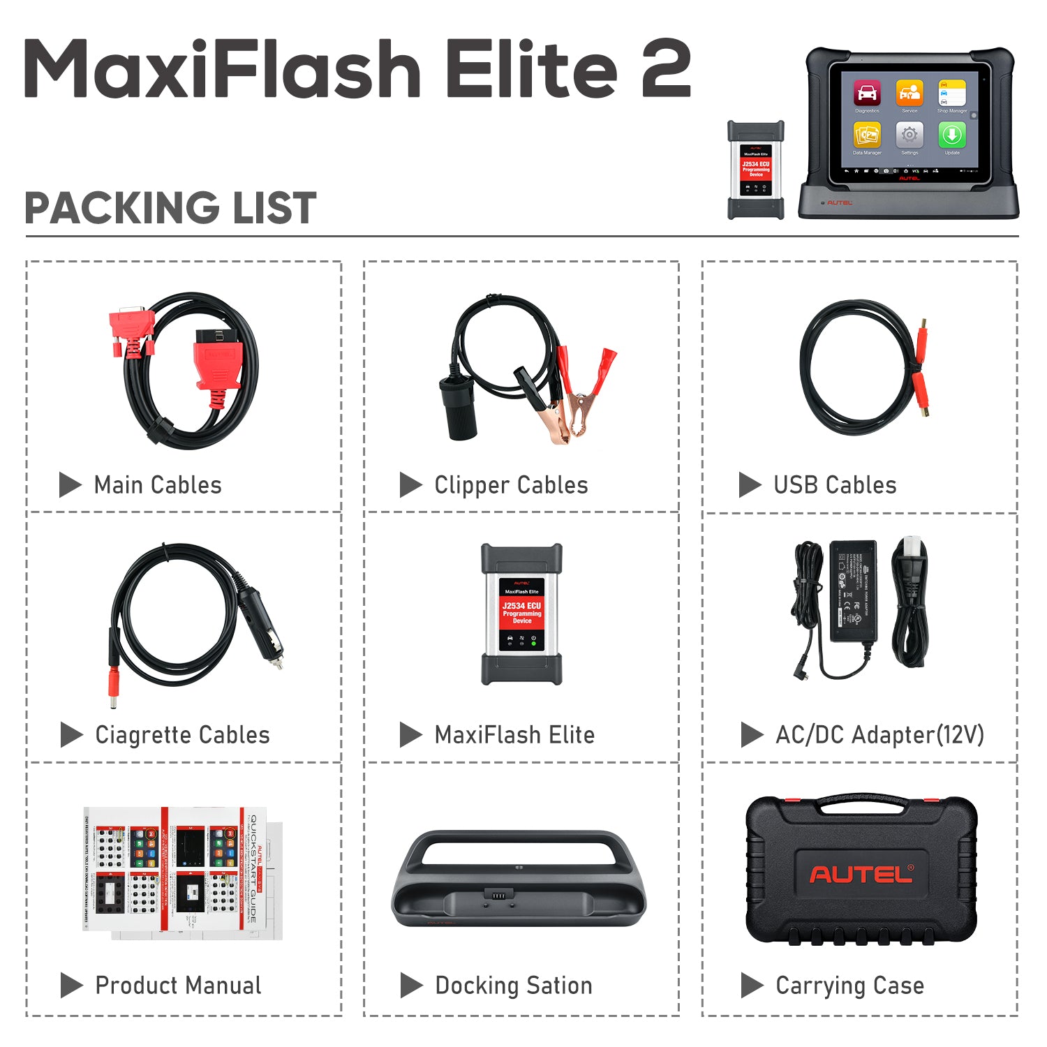 Autel Maxisys Elite II Package List