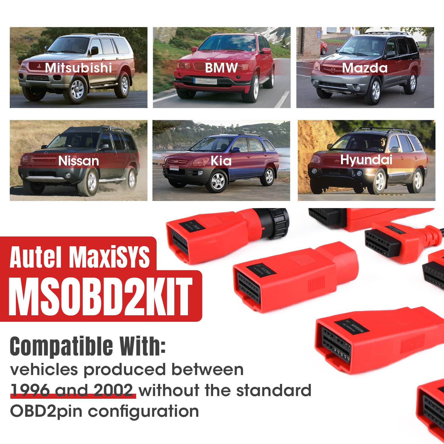 Autel MaxiSYS MSOBD2KIT Non-OBDII Adapter Kit for specific vehicles produced between 1996 and 2002 without the standard OBD2 pin configuration