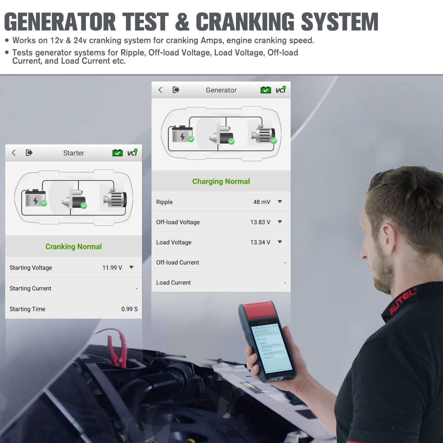 Autel BT608 car battery tester starter test, and generator test