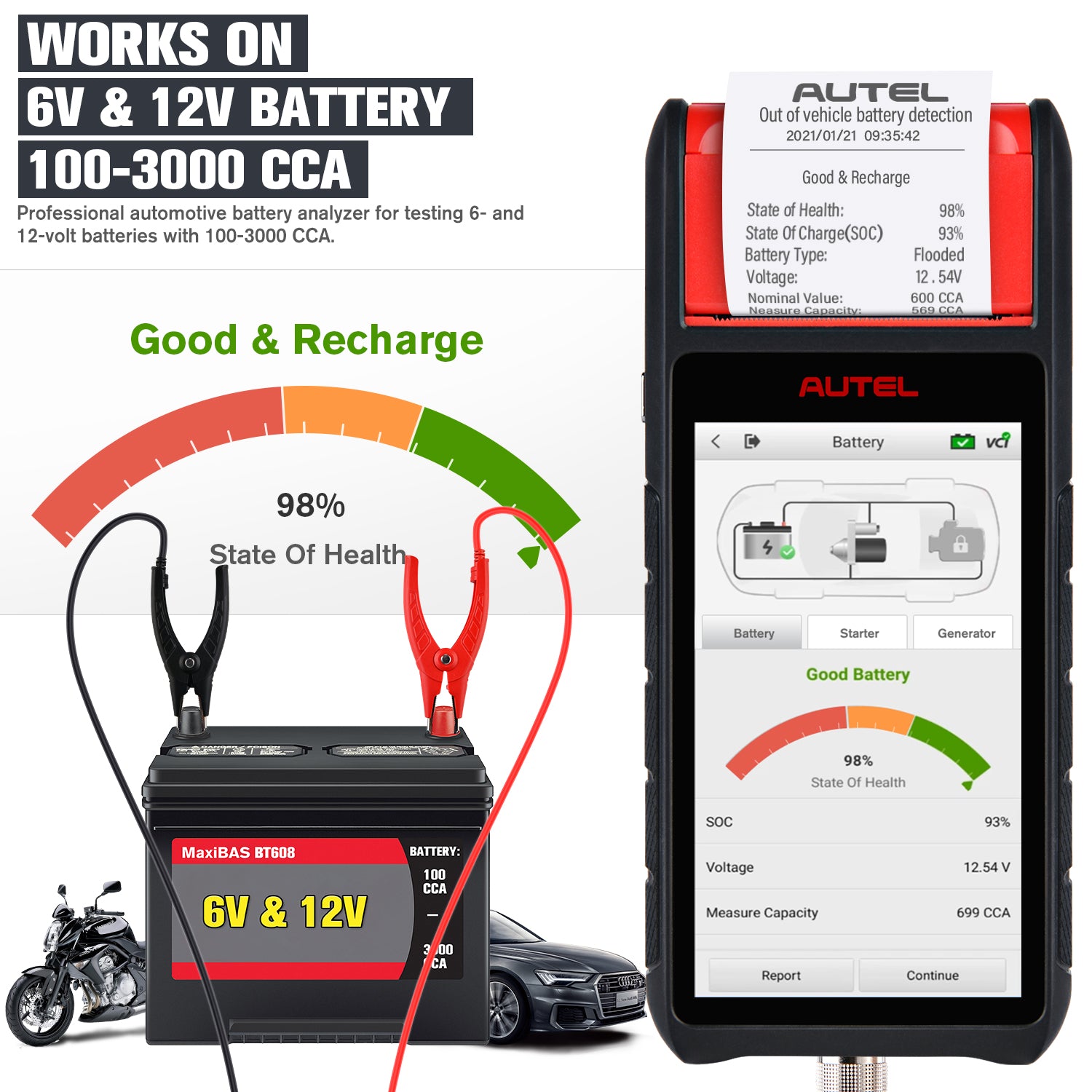 Autel BT608 car battery tester for battery testing