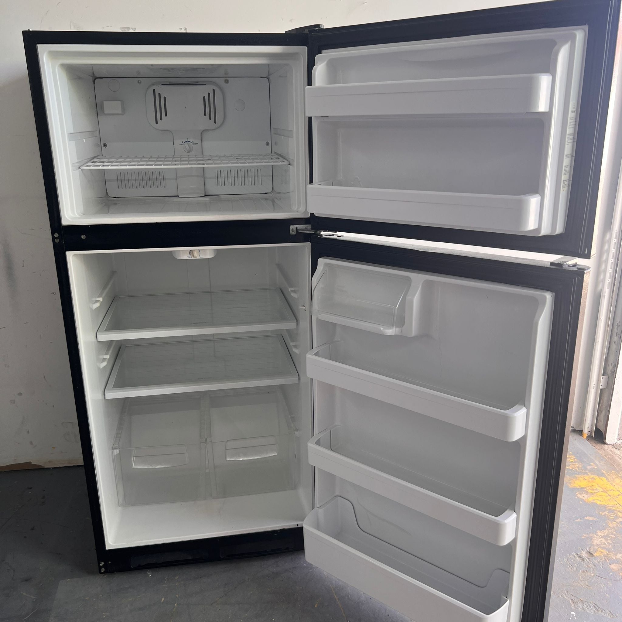 Haier Black Top and Bottom Refrigerator