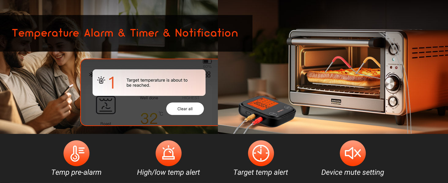 Alarm temperatury, timer, powiadomienia