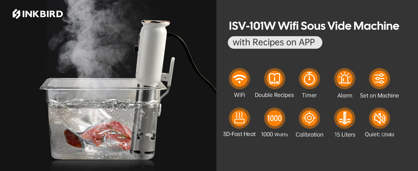 Inkbird WiFi Sous Vide Cooker 1000W Immersion Circulator ISV-101W – INKBIRD