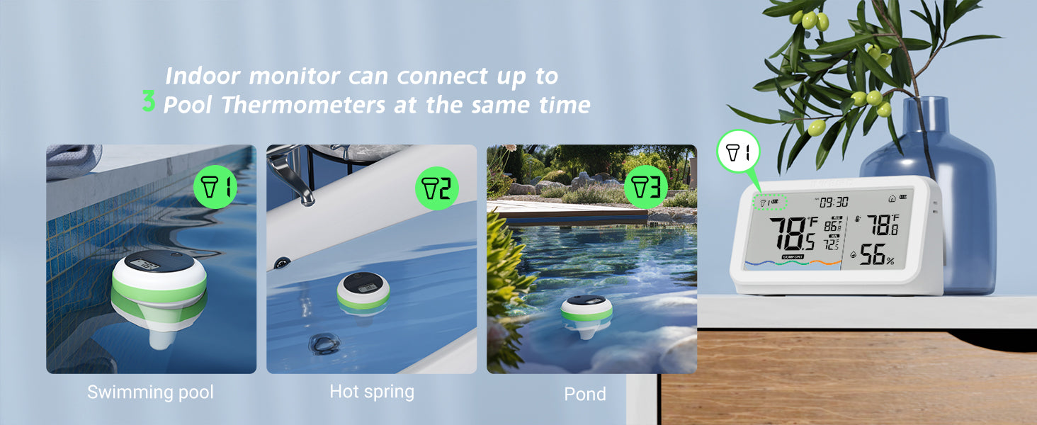 Connect Up to 3 Pool Thermometers