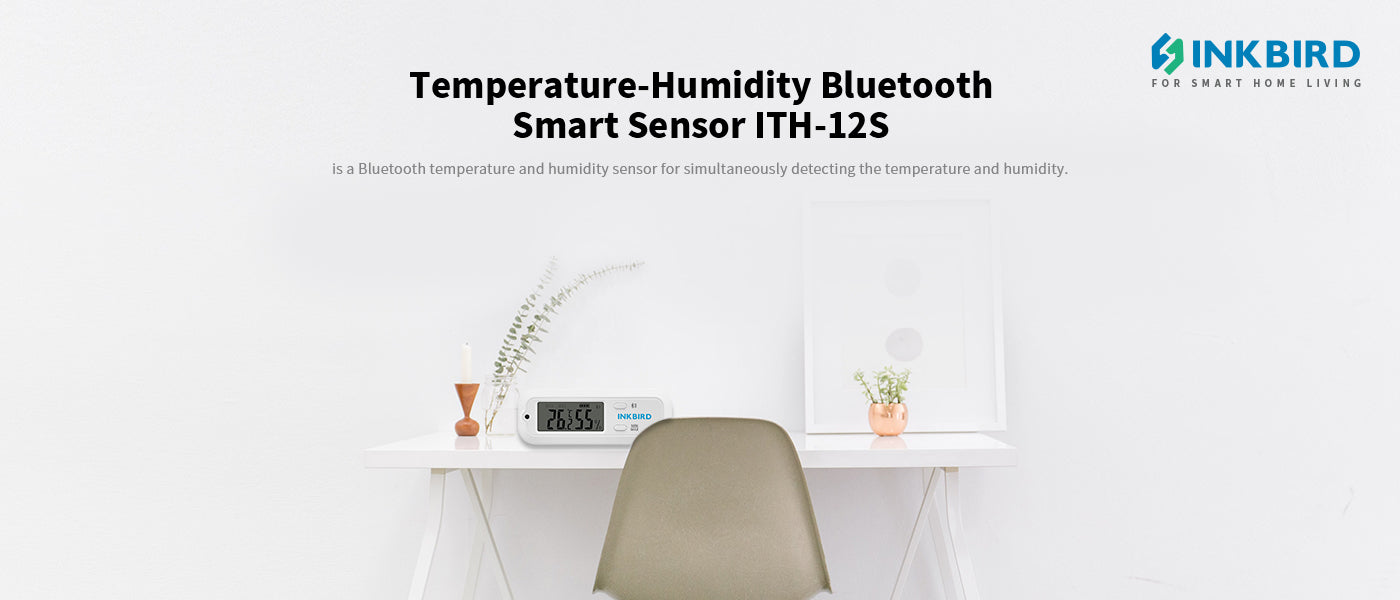 Inkbird Mini Digital Thermometer and Hygrometer, Temperature Humidity  Bluetooth Smart Sensor, for Guitar Humidor Mason Jar Incubators