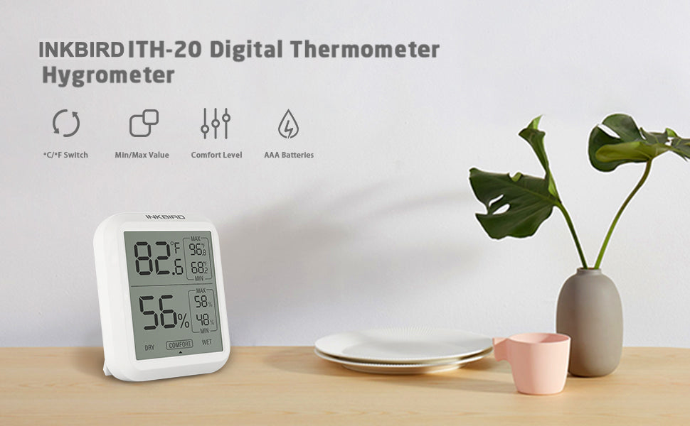 INKBIRD ITH-20R-O Thermomètre Hygromètre sans Fil Radio et IBS-M2S  Passerelle WiFi Combinaison, Thermomètre Hygromètre Interieur Exterieur  Contrôle